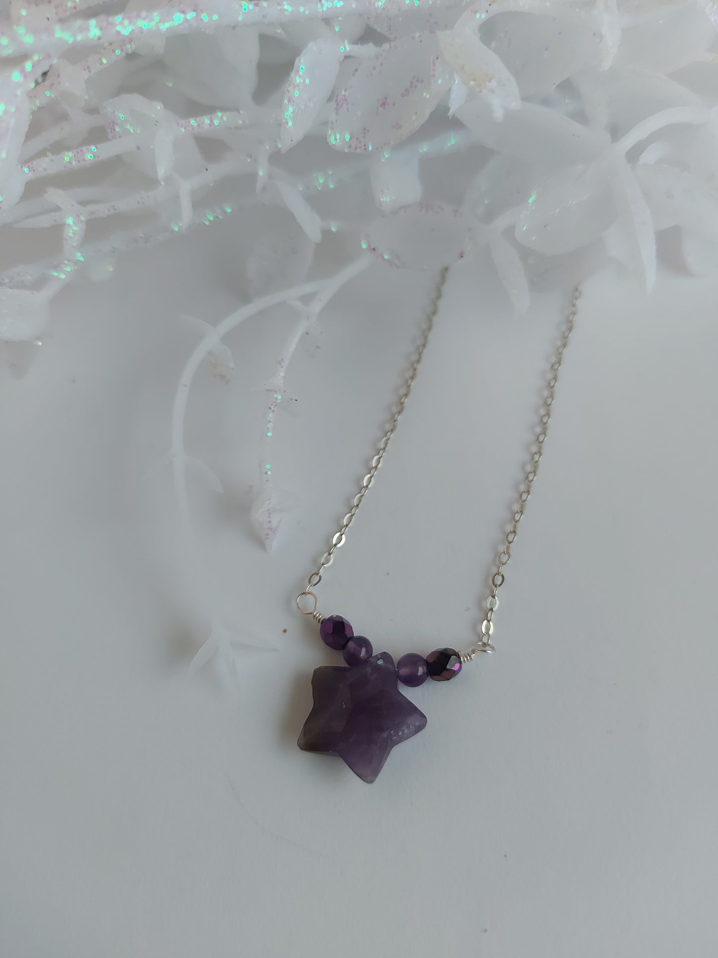 star gemstone silver necklace