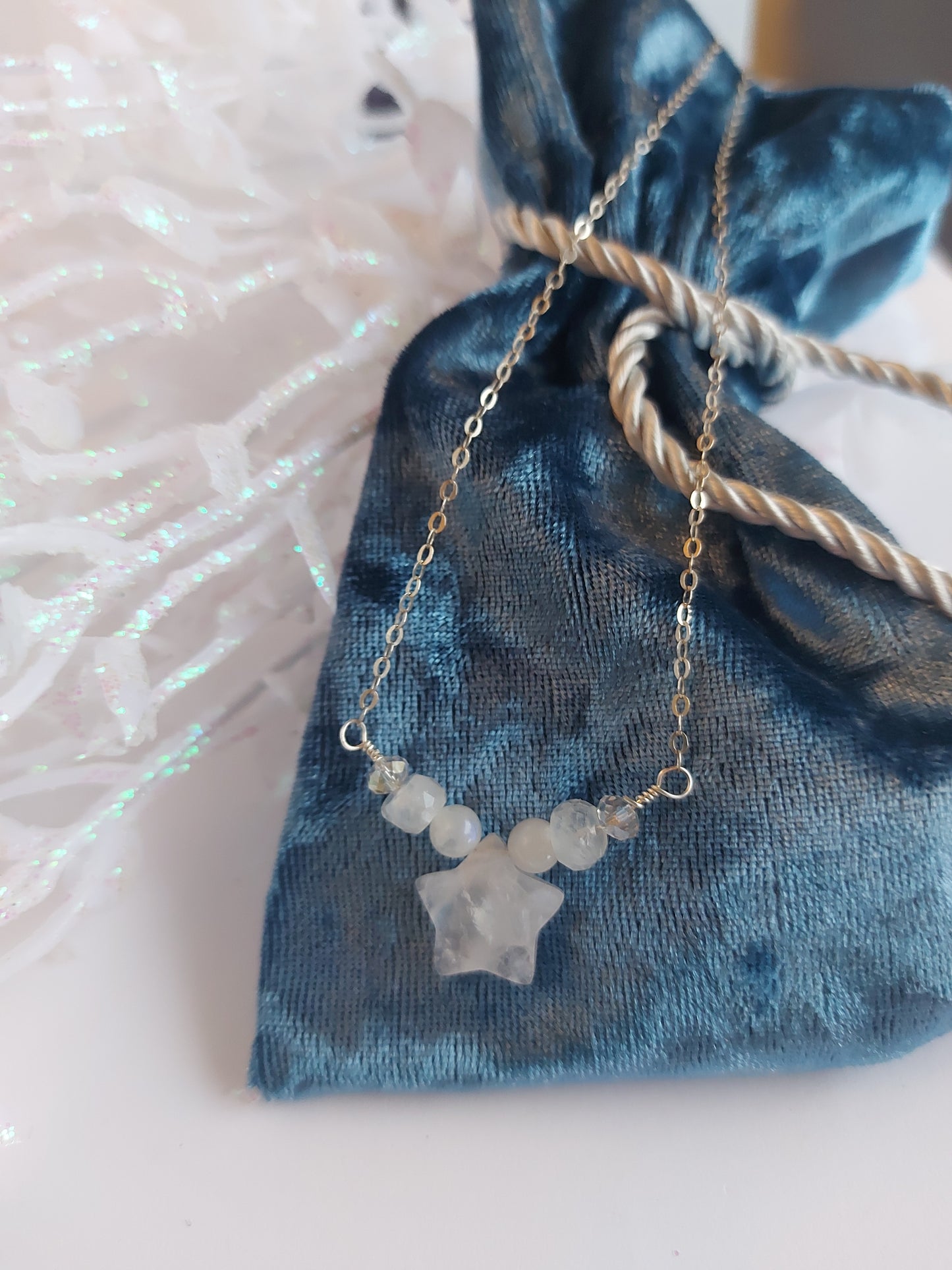 star gemstone silver necklace
