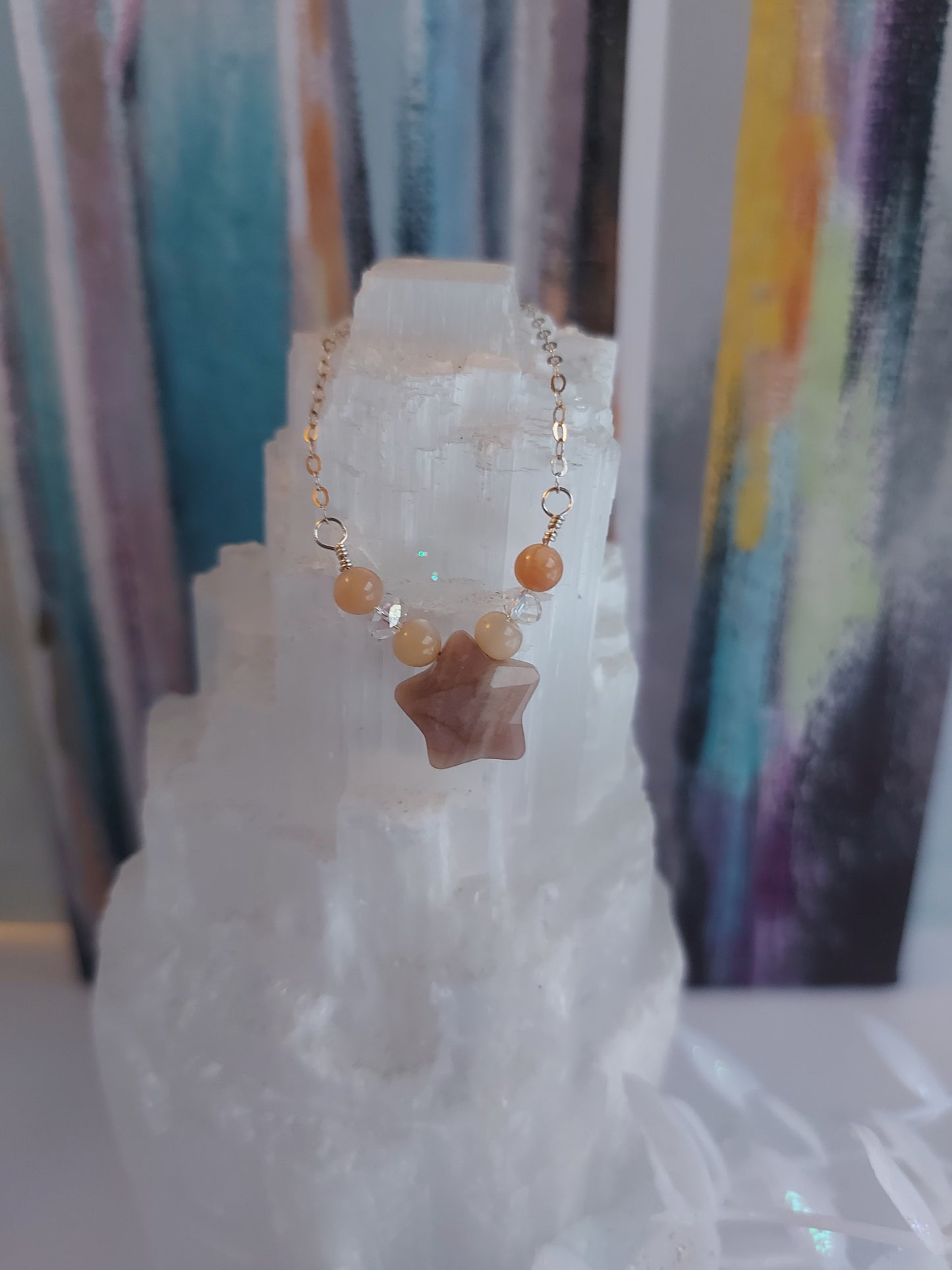 star gemstone silver necklace