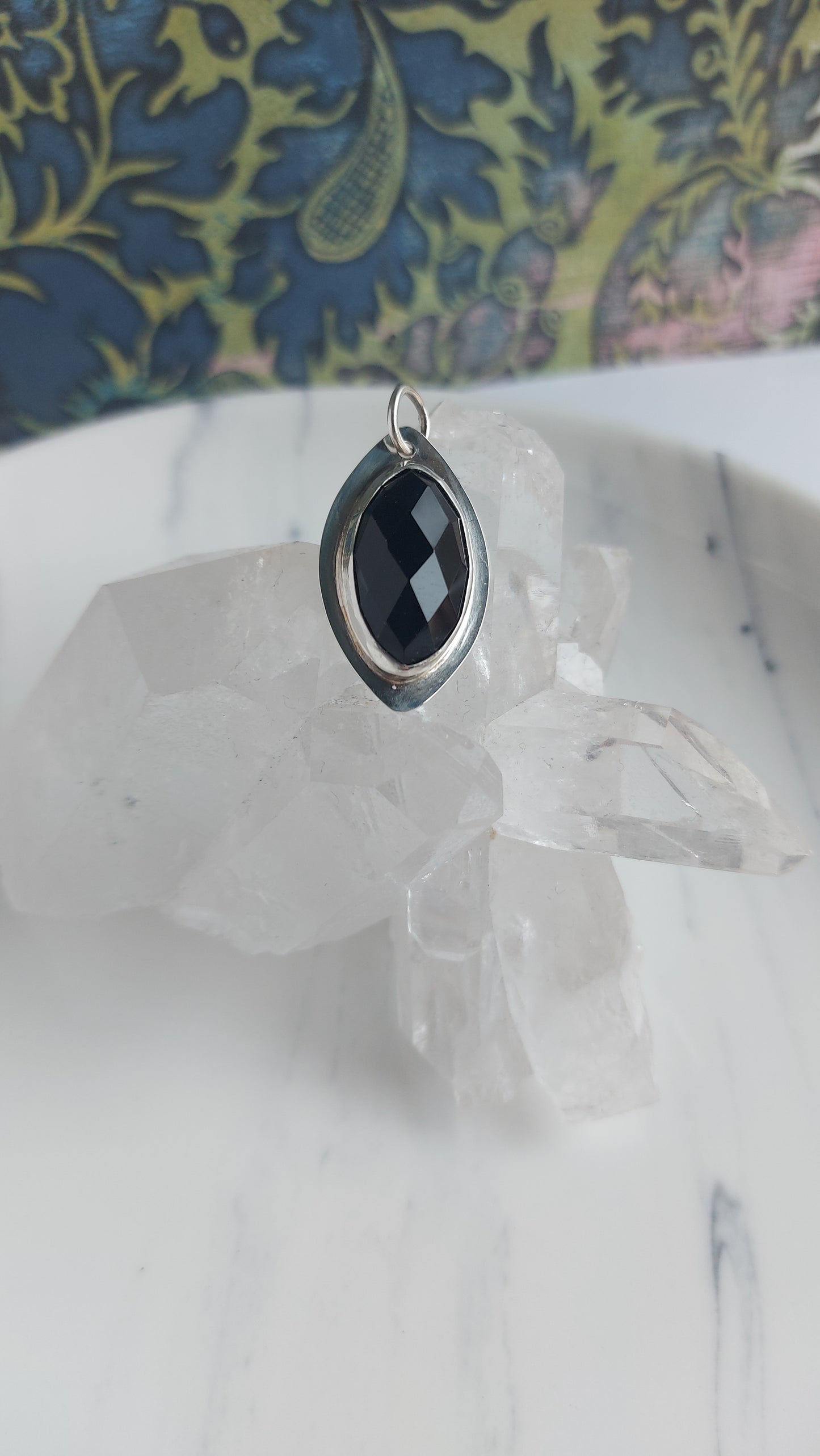 Black onyx silver protection pendant