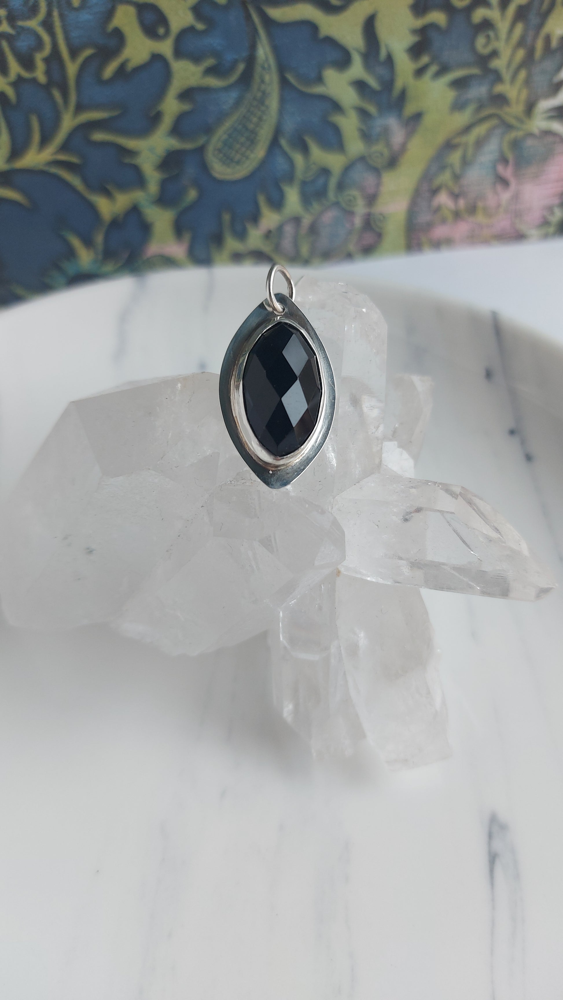 Black onyx silver protection pendant