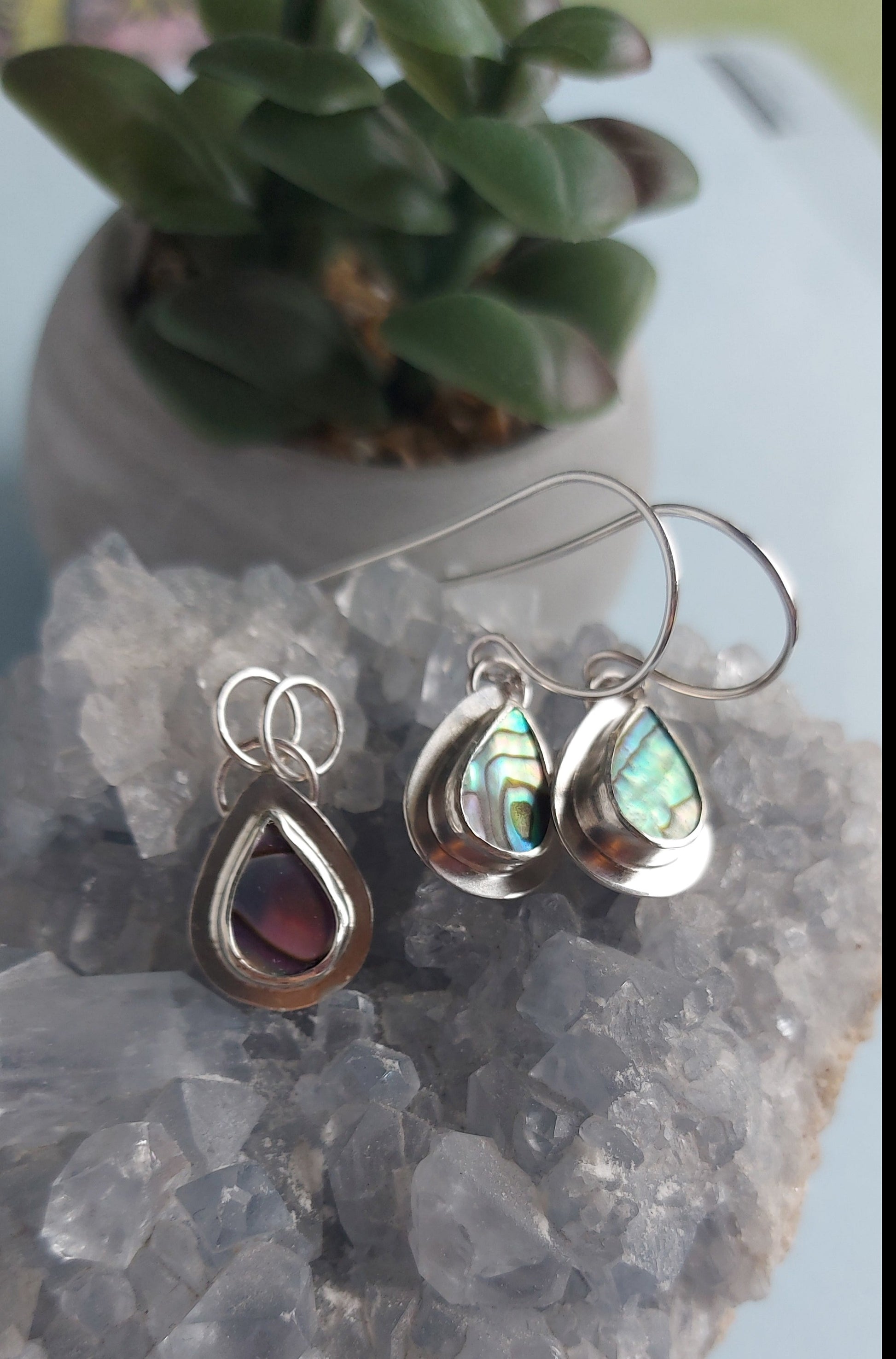 abalone silver earrings