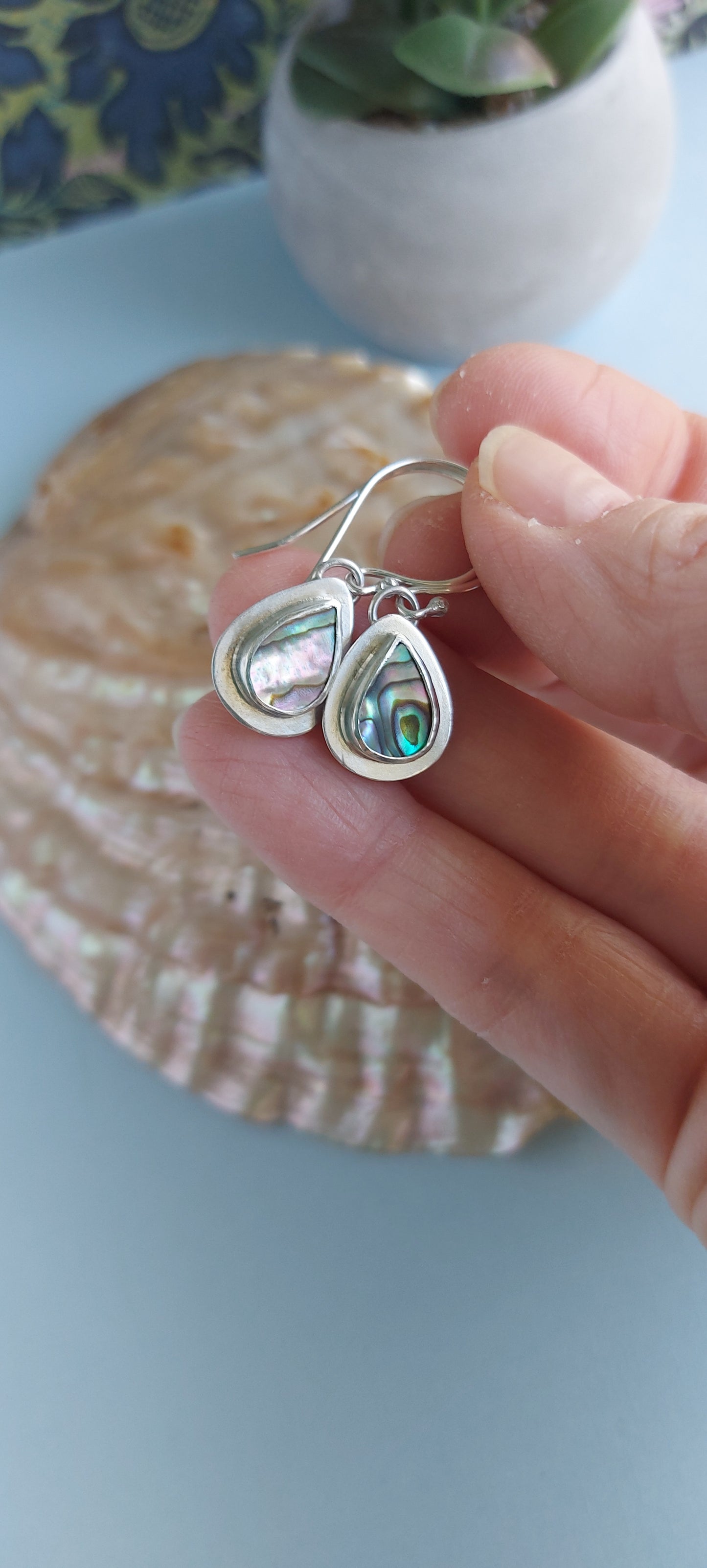 abalone silver earrings