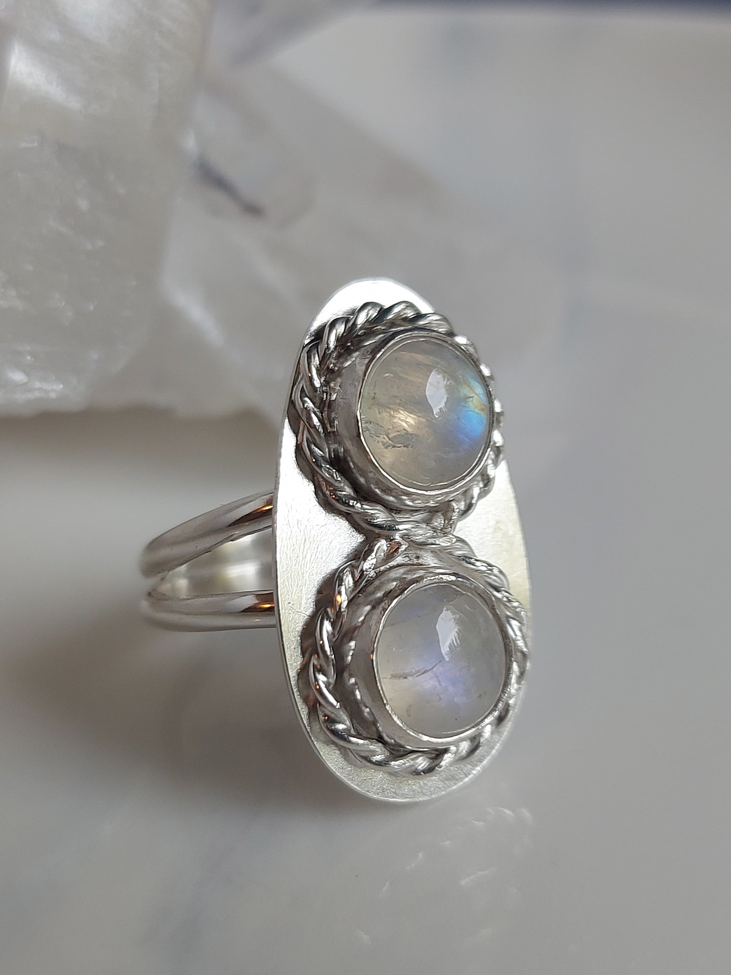 Moonstone double infinity ring