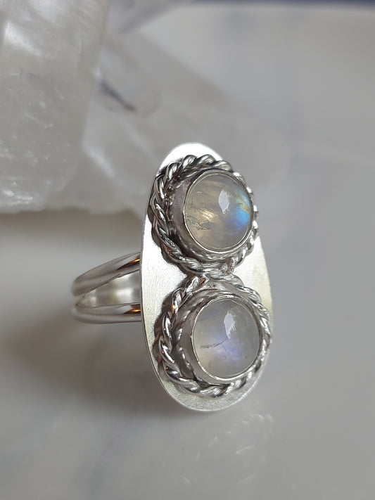 Moonstone double infinity ring