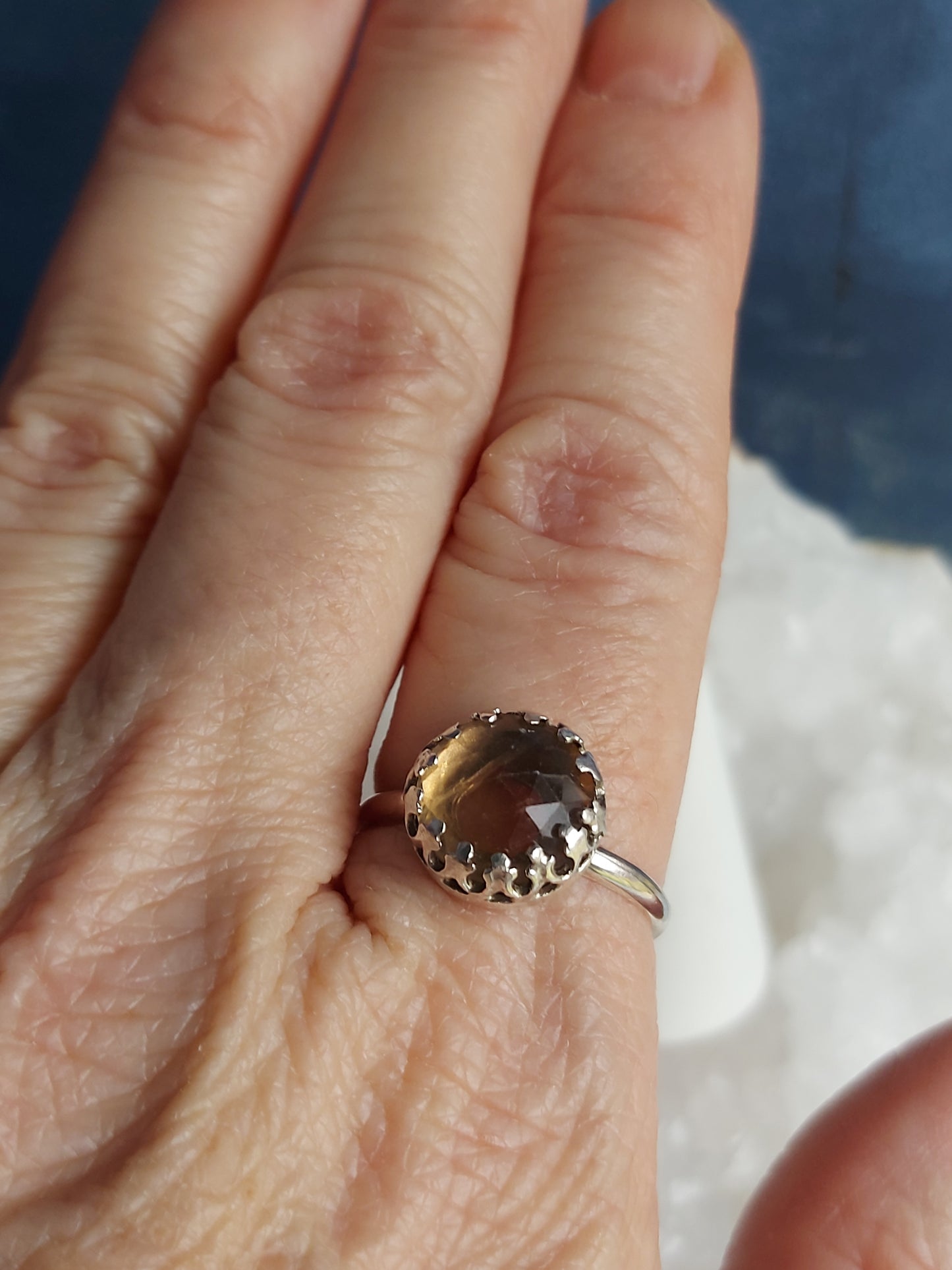 Smokey quartz dainty ring
