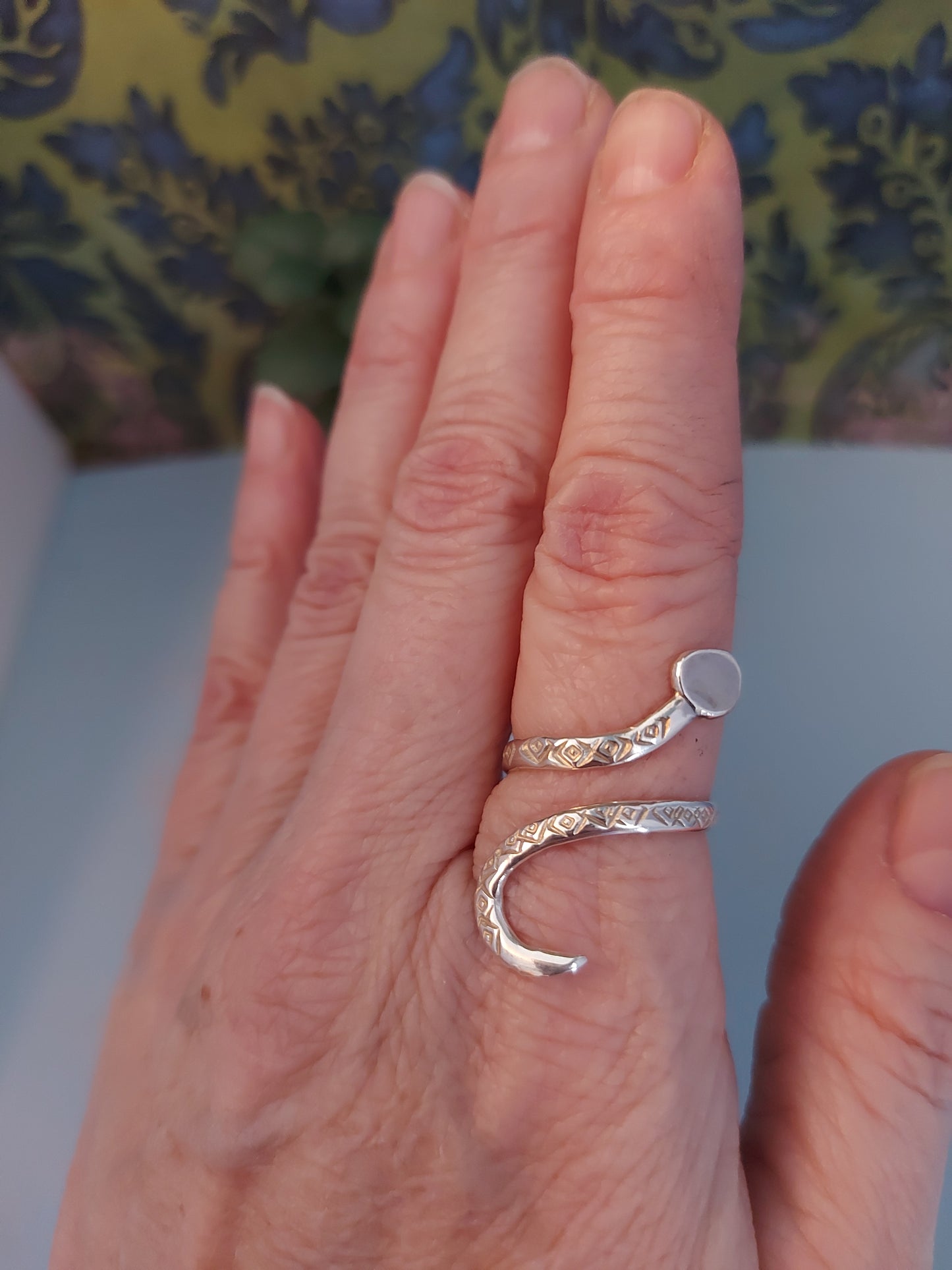 snake ring hand stamped sterling silver