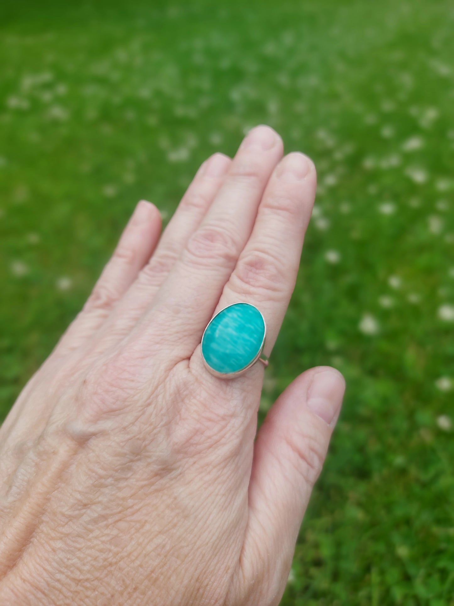 Amazonite silver ring