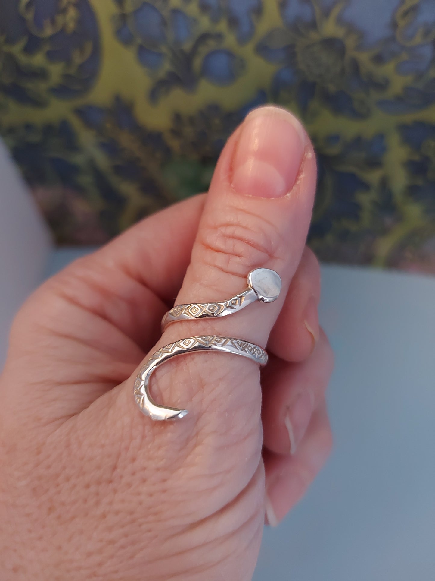 snake ring hand stamped sterling silver
