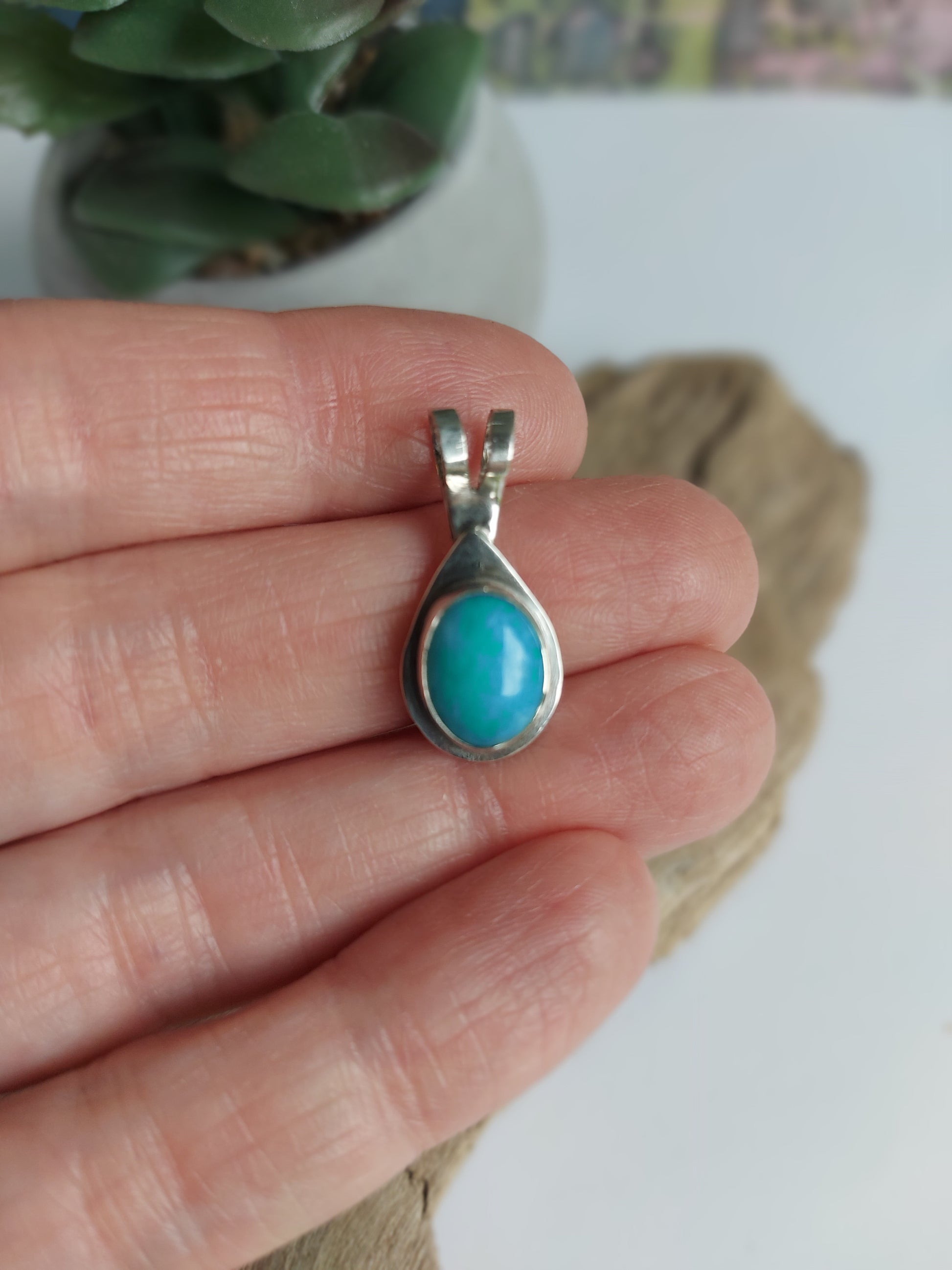 Amazonite silver pendant