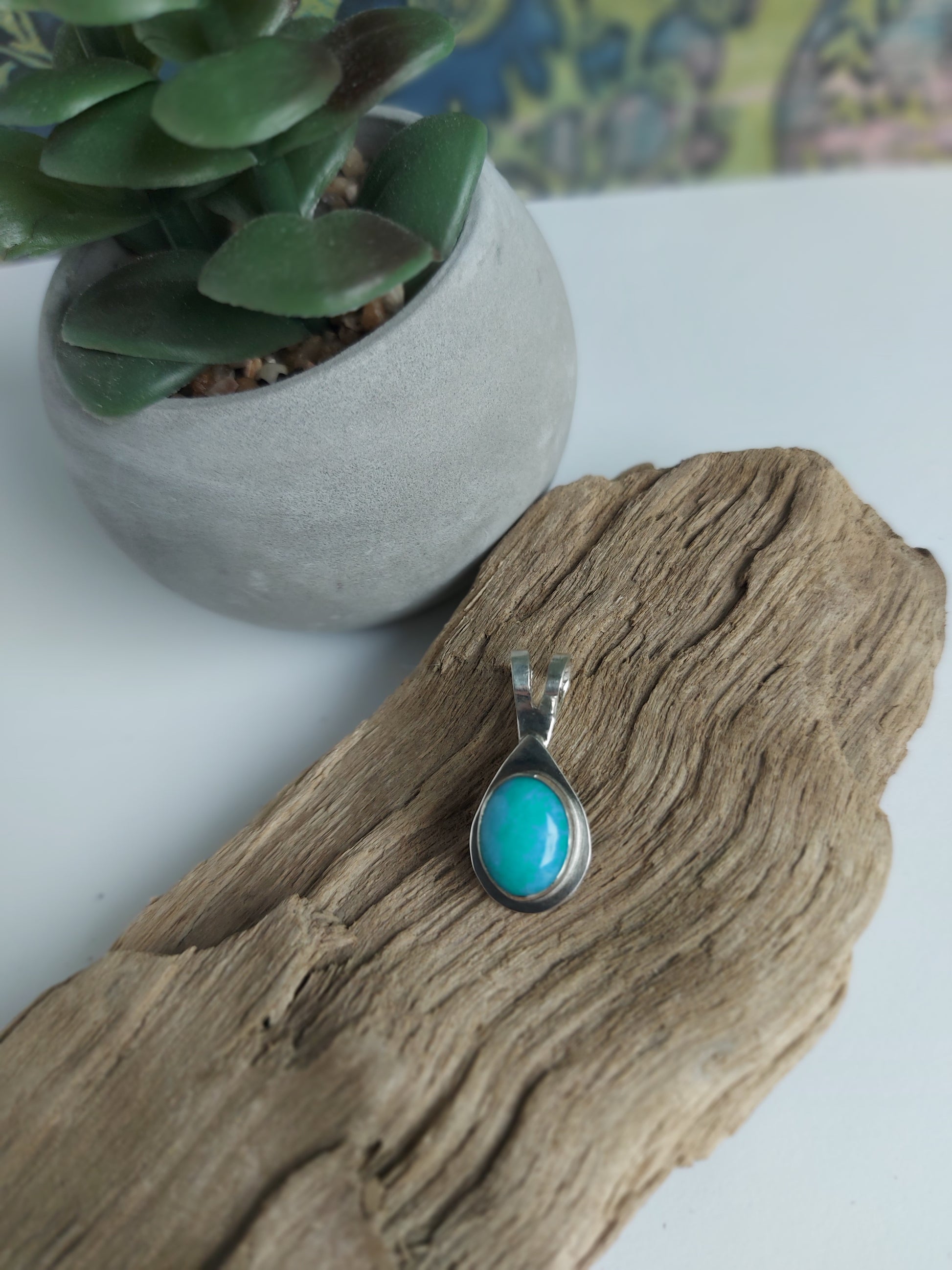 Amazonite silver pendant