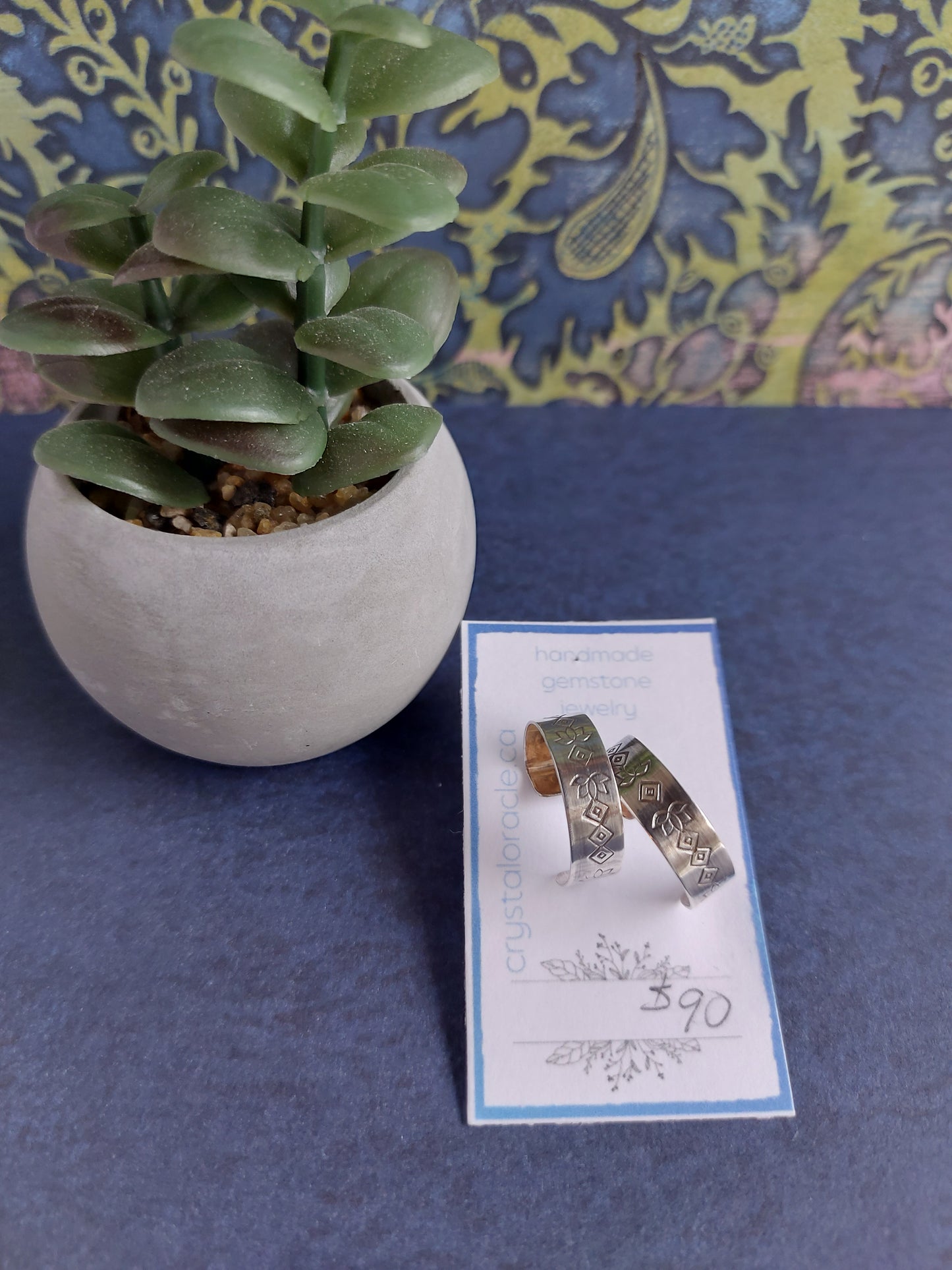 Hand stamped half hoop earrings