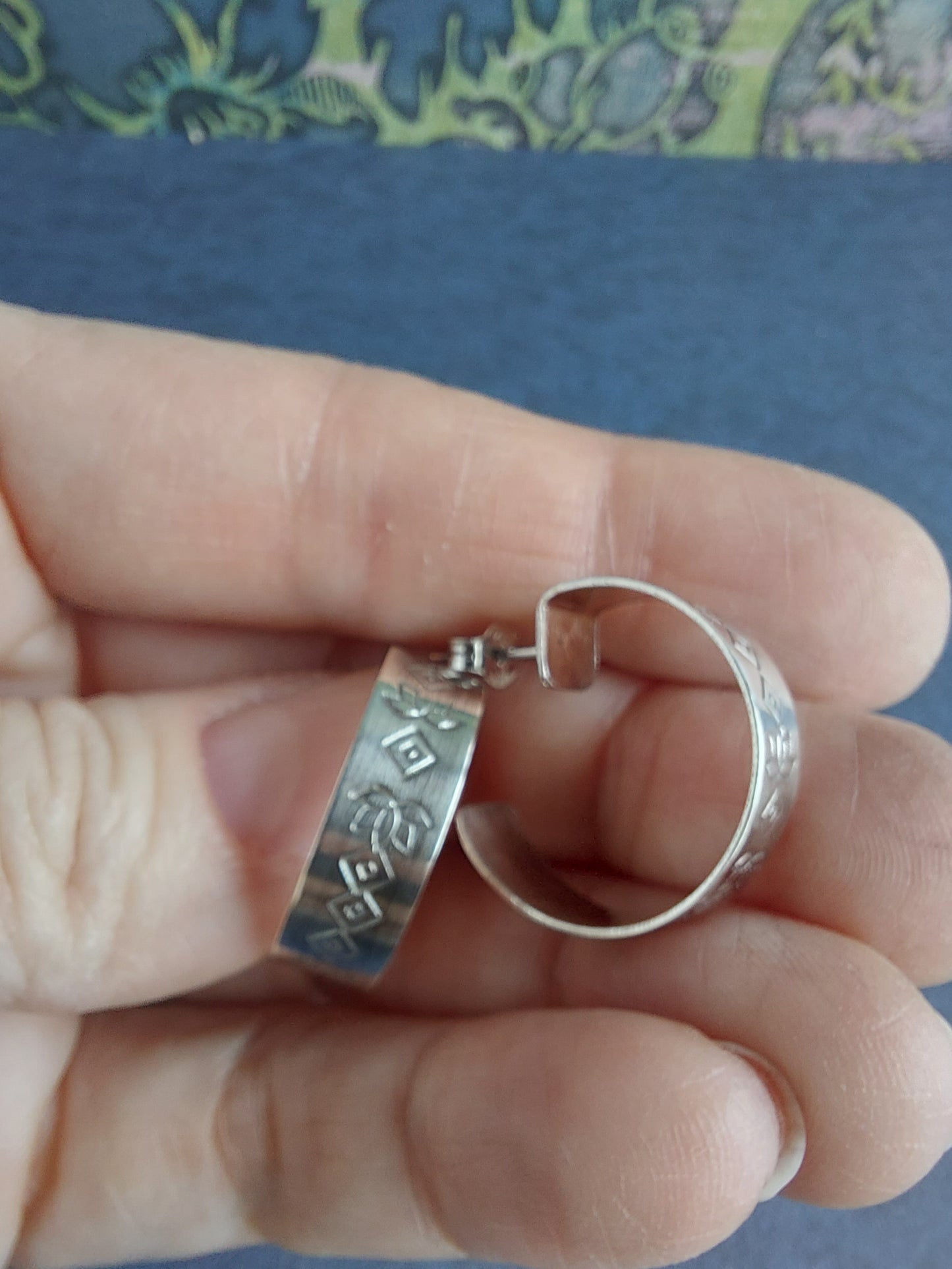 Hand stamped half hoop earrings