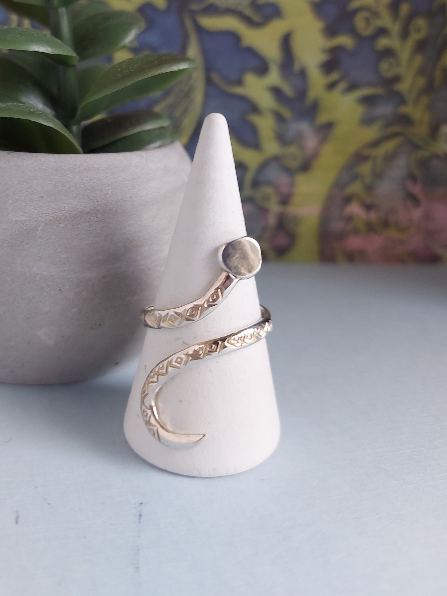 snake ring hand stamped sterling silver
