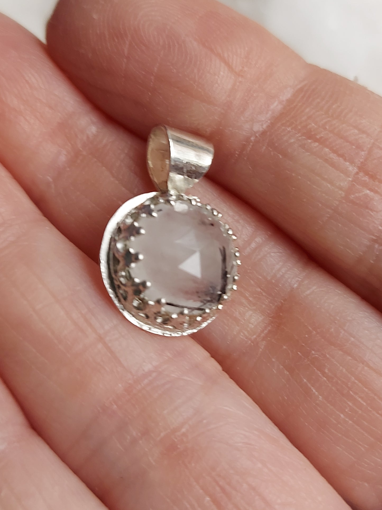 rutile quartz round gemstone pendant