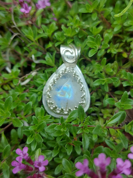 moonstone petal pendant