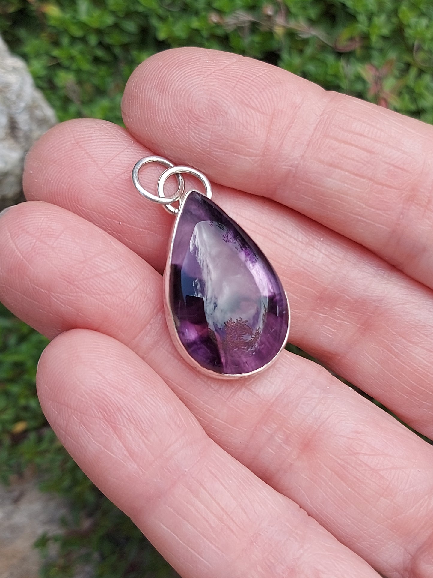 Star Amethyst Tear Drop Open Back Pendant
