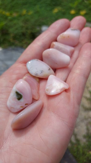pink opal tumbled healing metaphysical stone