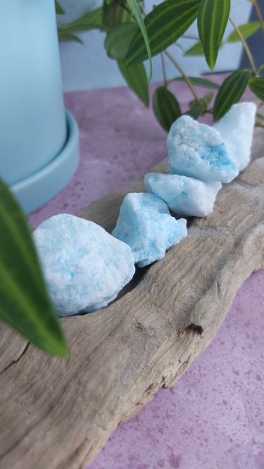 raw blue aragonite crystal