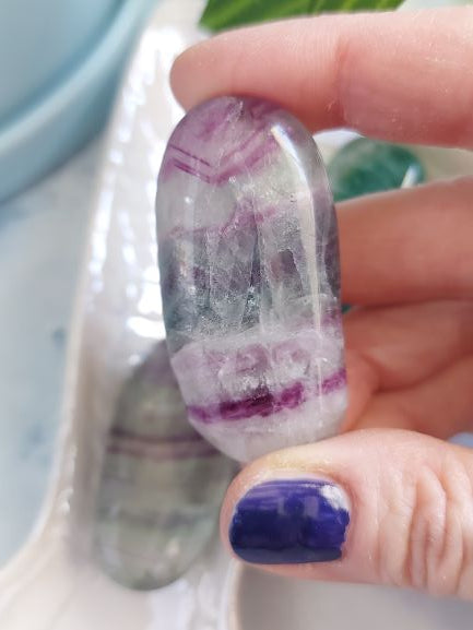 rainbow fluorite palm stone