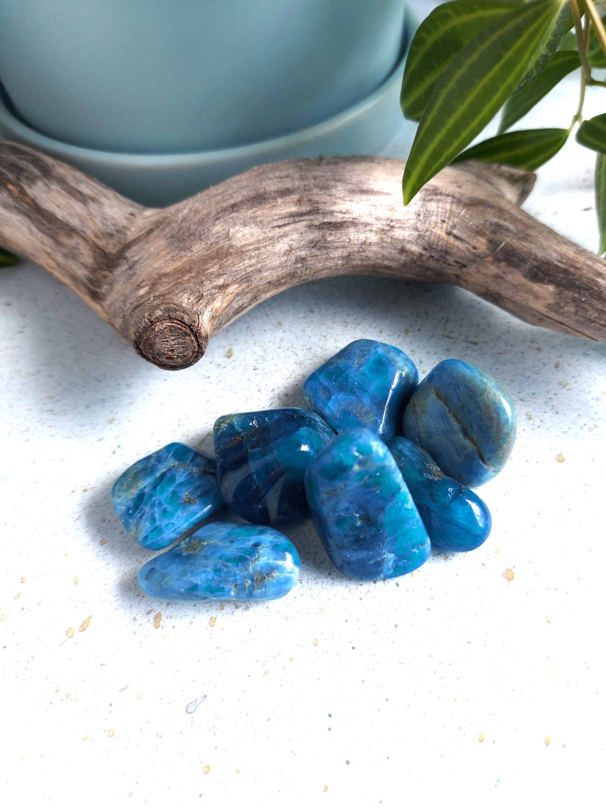 high quality ocean blue apatite tumbled healing stones