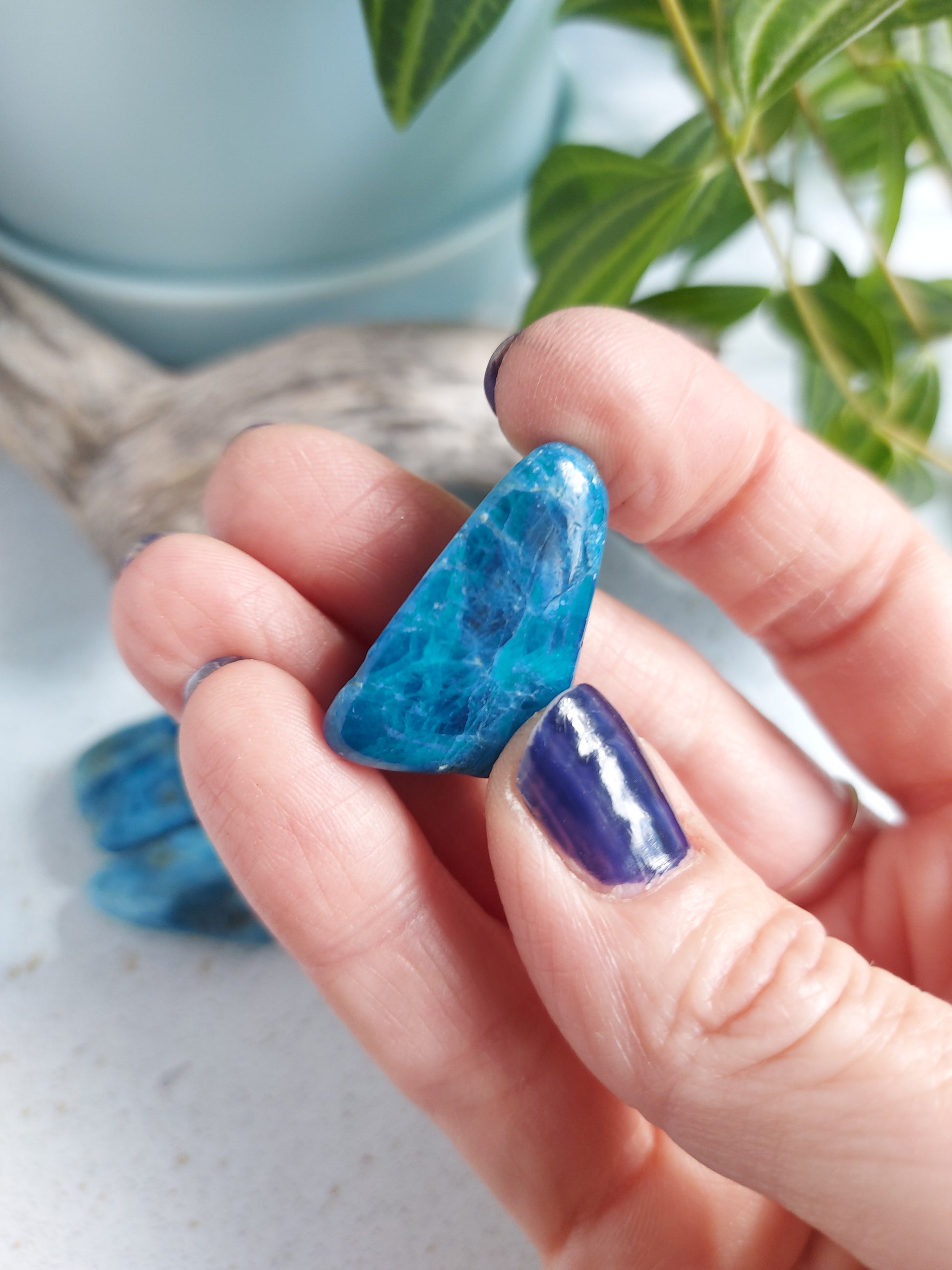 high quality ocean blue apatite tumbled healing stones