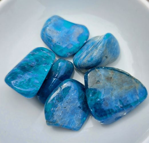 high quality ocean blue apatite tumbled healing stones
