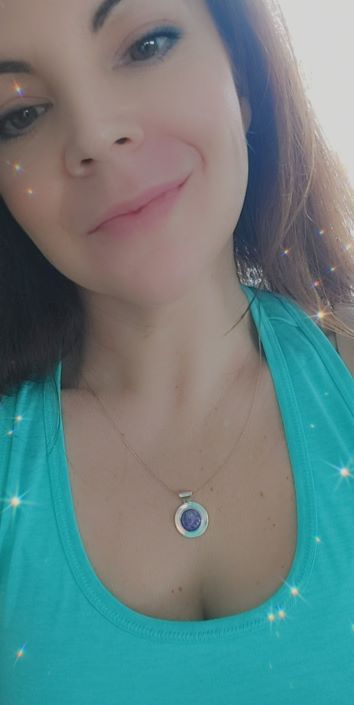 round charoite sterling silver pendant