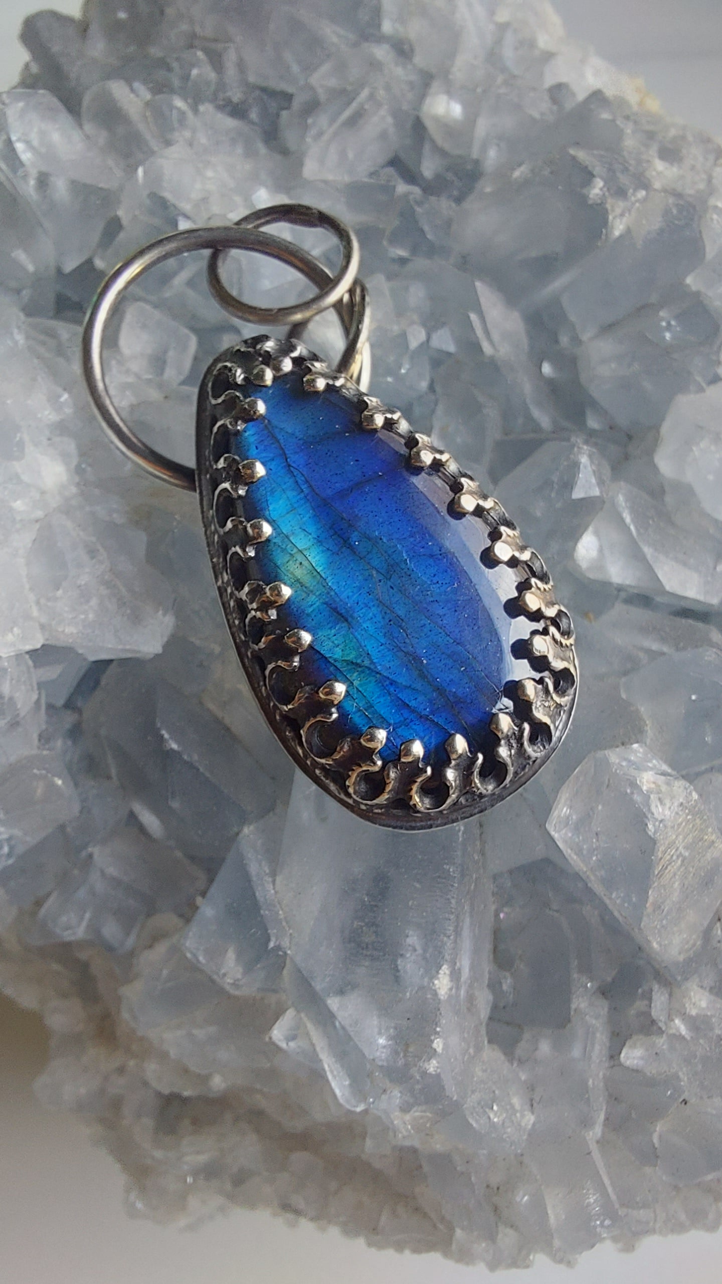 blue opal silver pendant