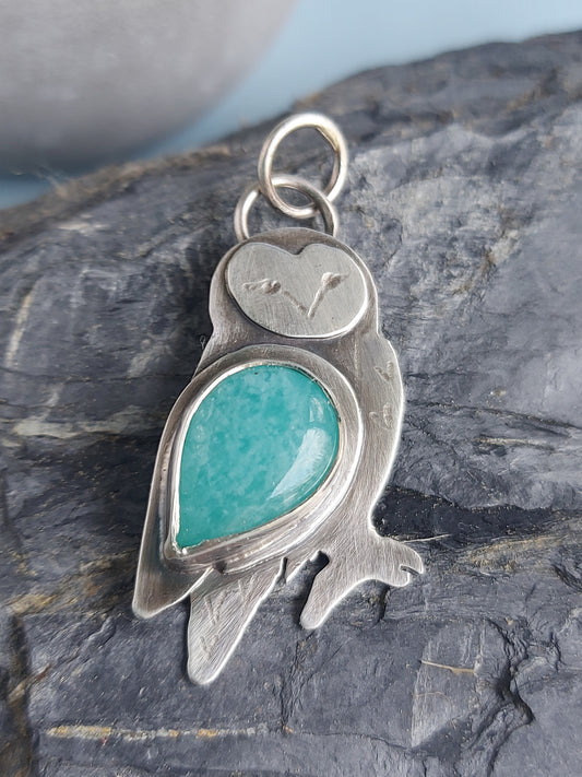 Owl spirit animal amazonite pendant