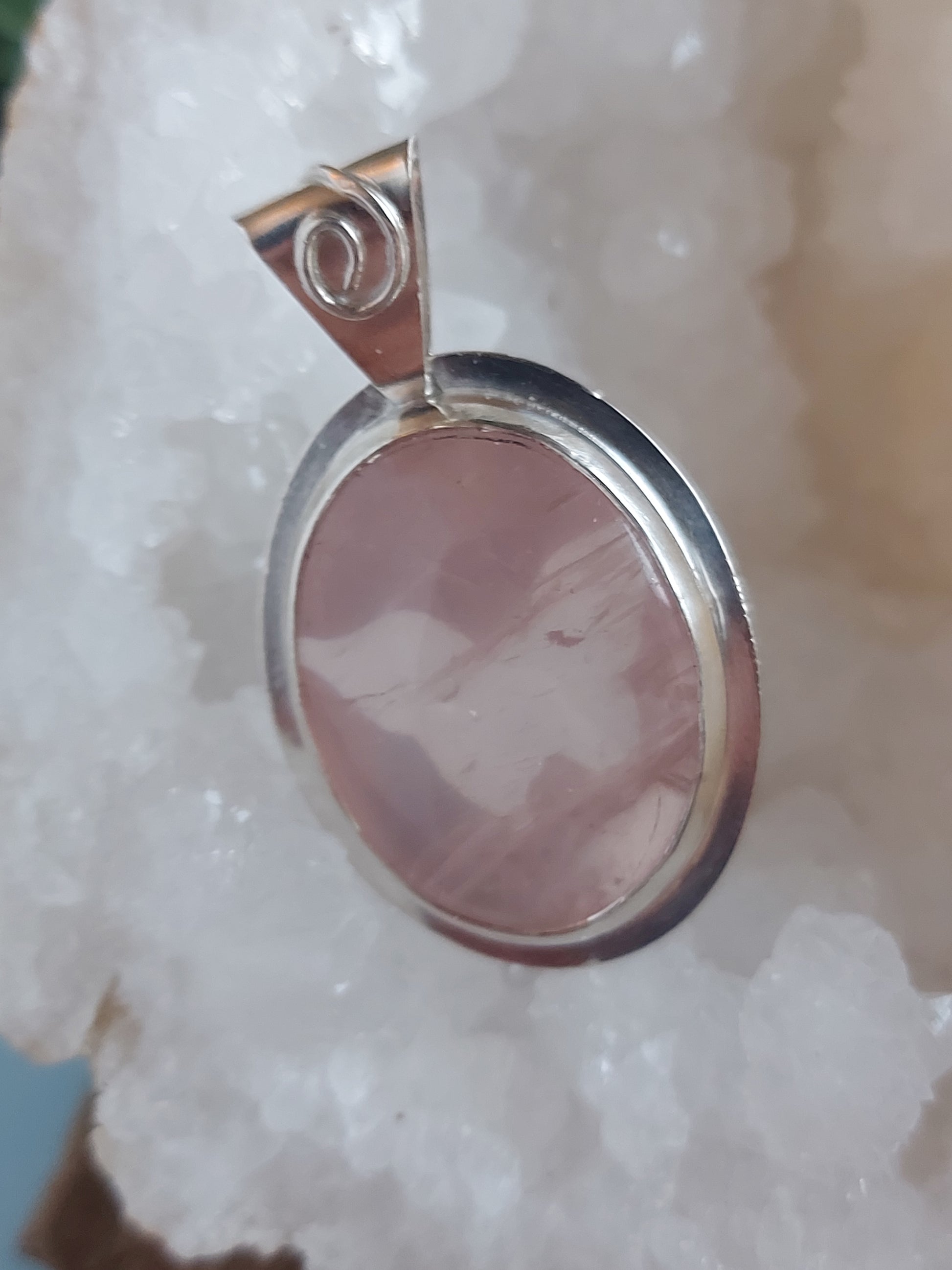 rose quartz butterfly sterling silver pendant
