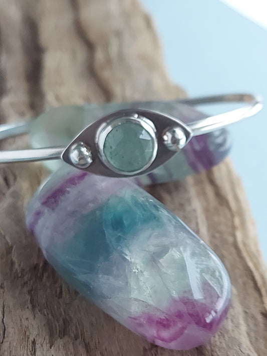 Eye fluorite silver bracelet