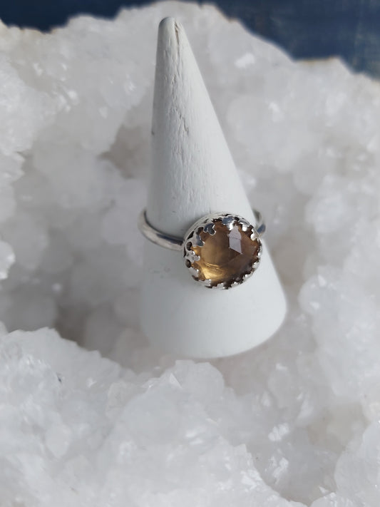 Smokey quartz dainty ring