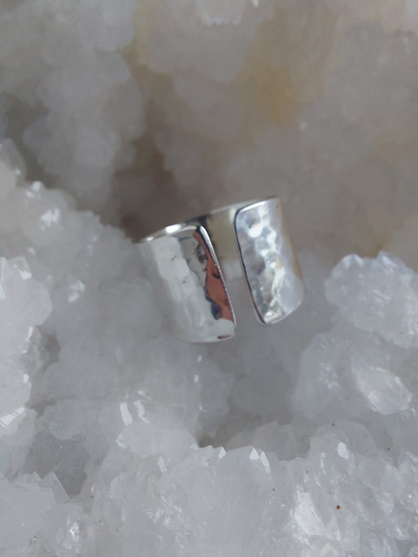 Hammered Open band sterling silver ring