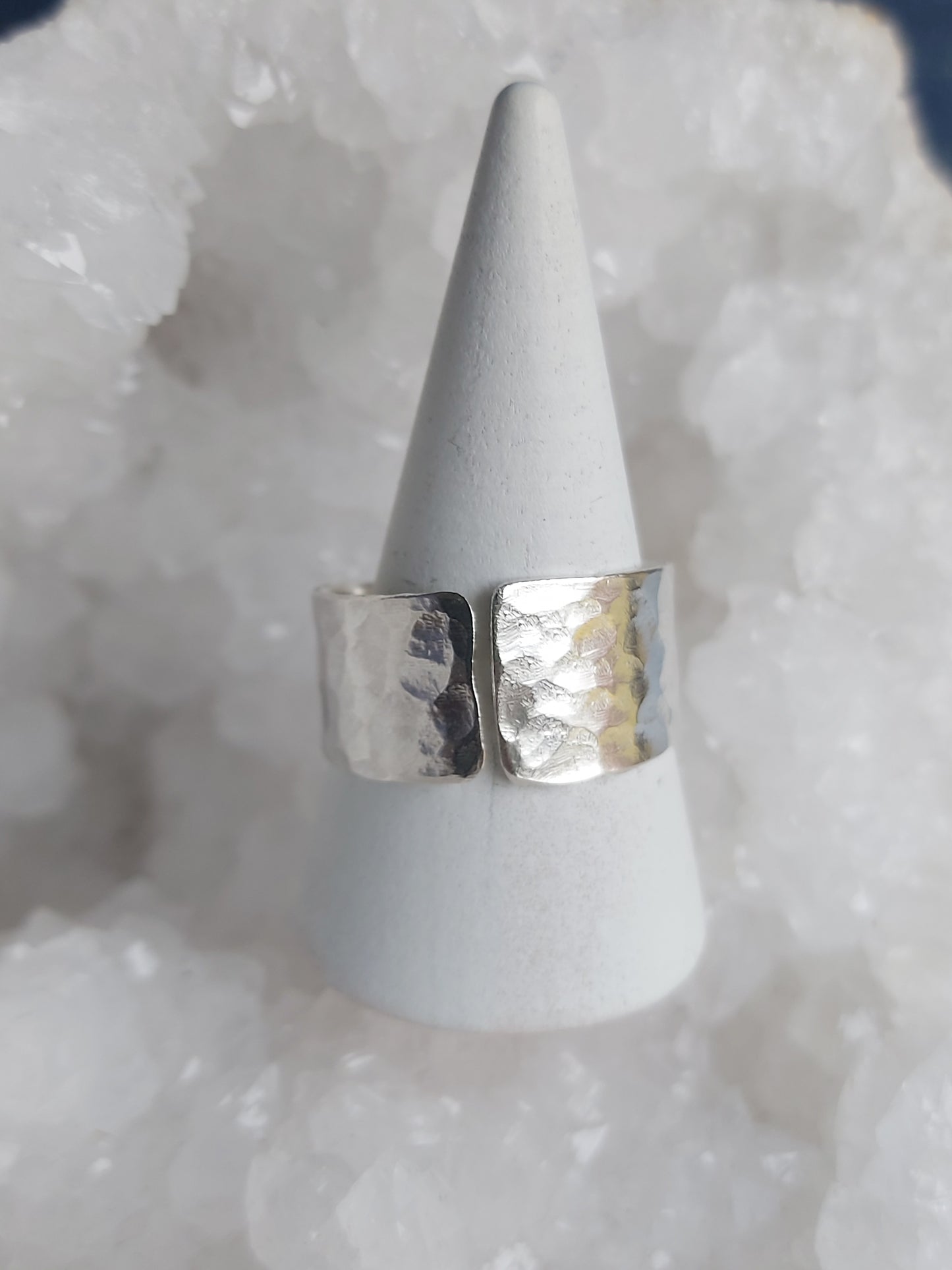 Hammered Open band sterling silver ring