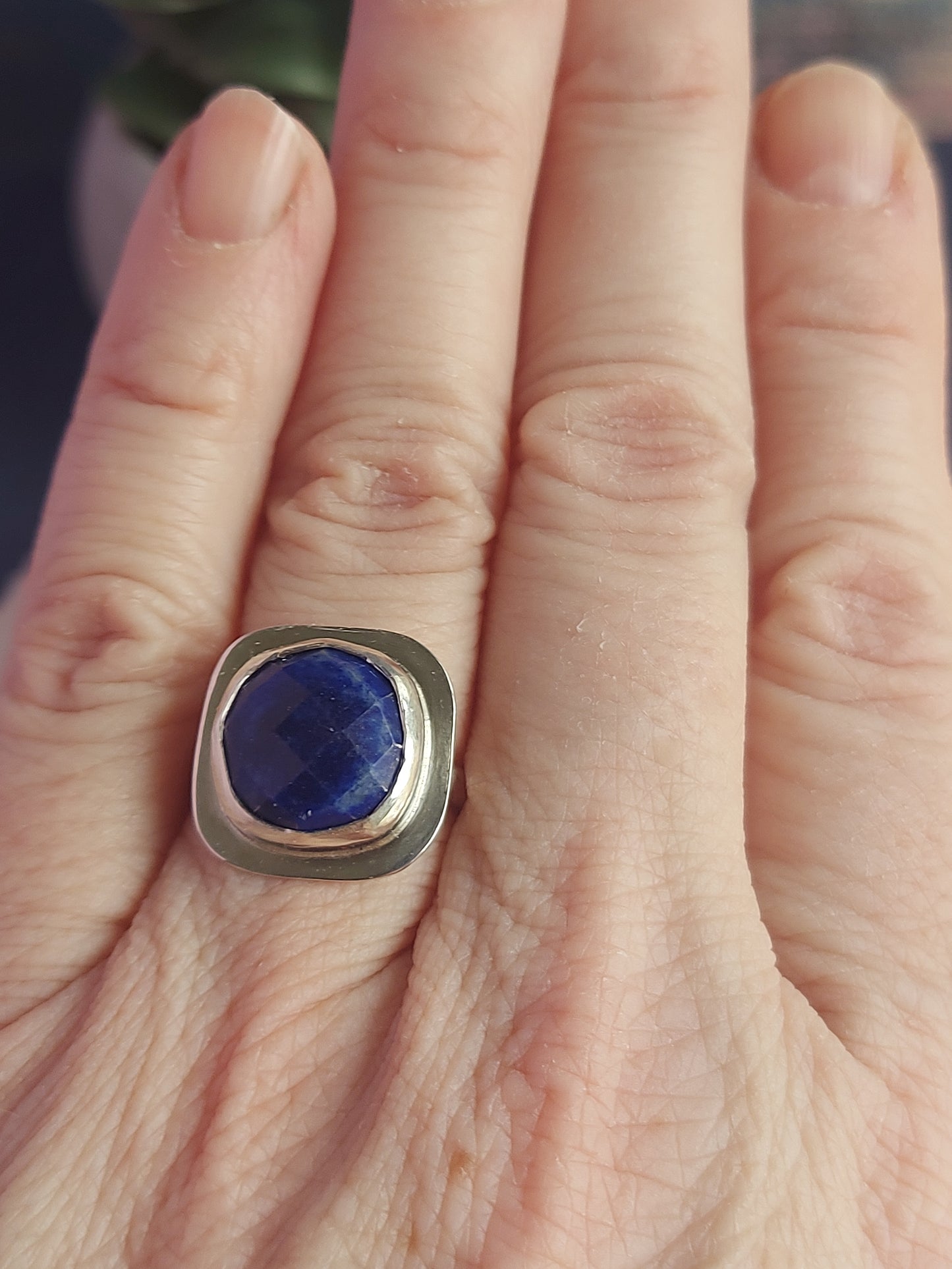 lapis lazuli faceted cube ring