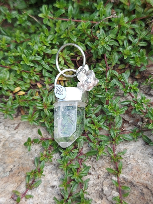 Clear quartz point with flower