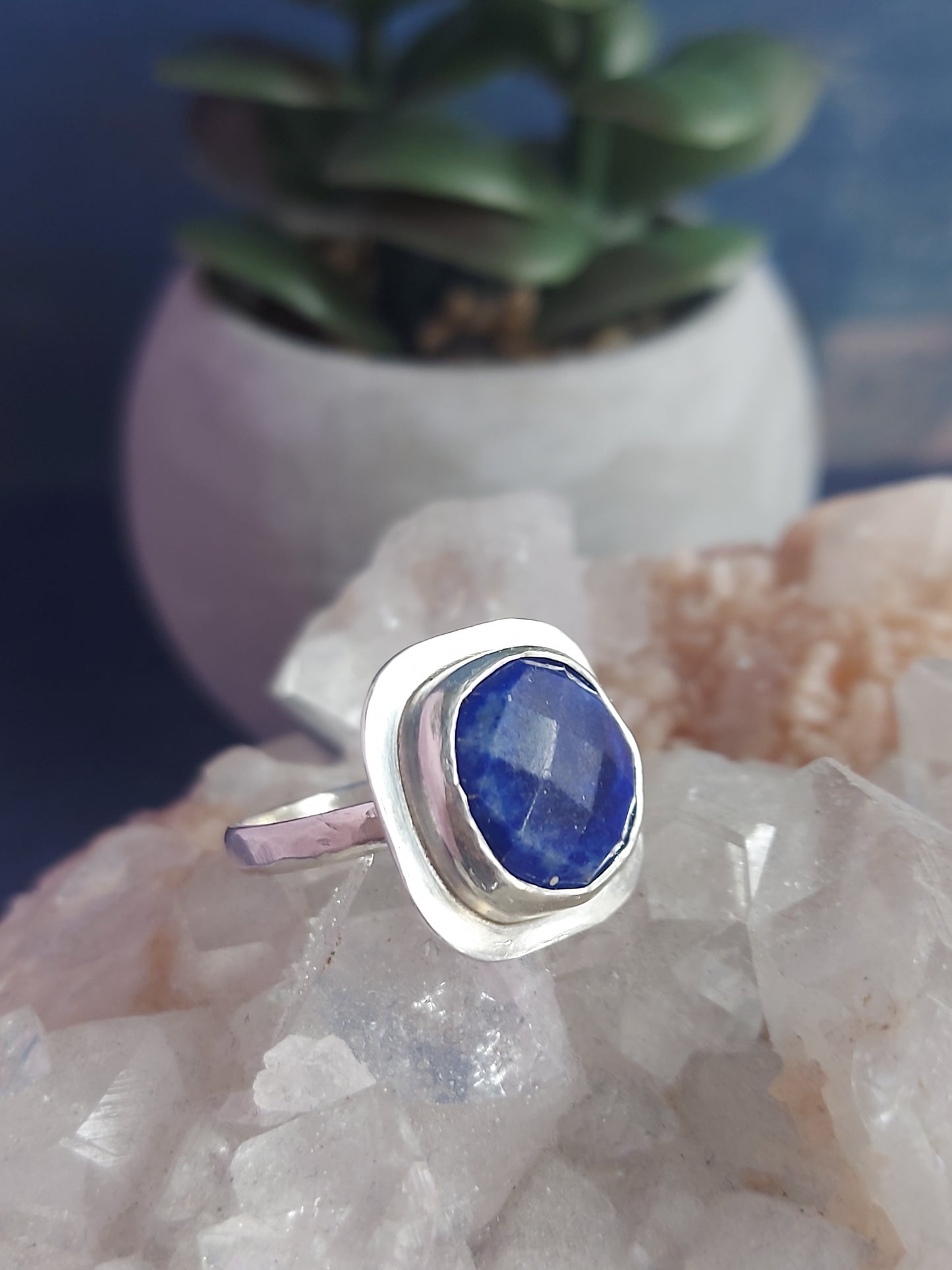 lapis lazuli faceted cube ring