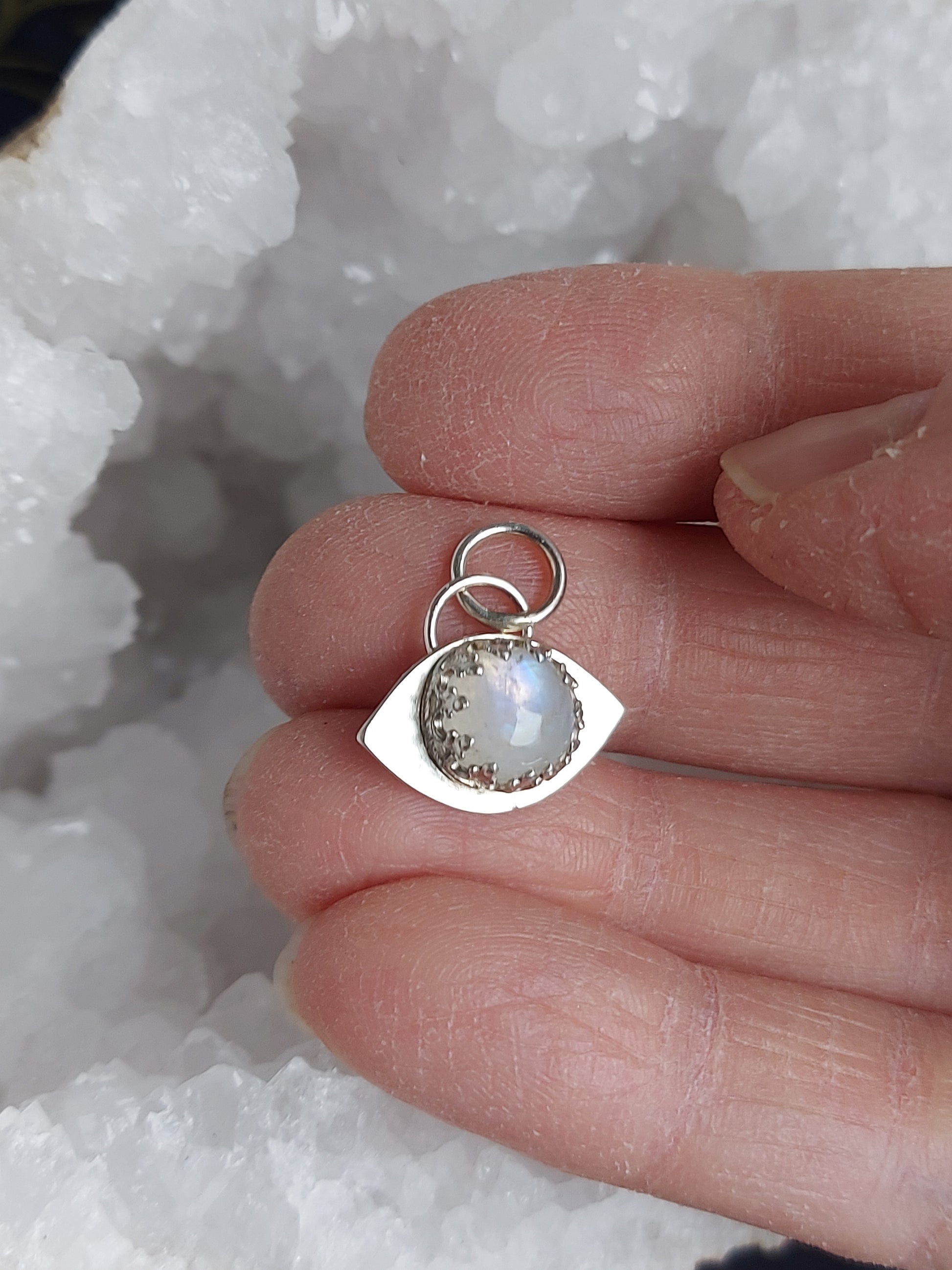 eye of protection silver moonstone pendant