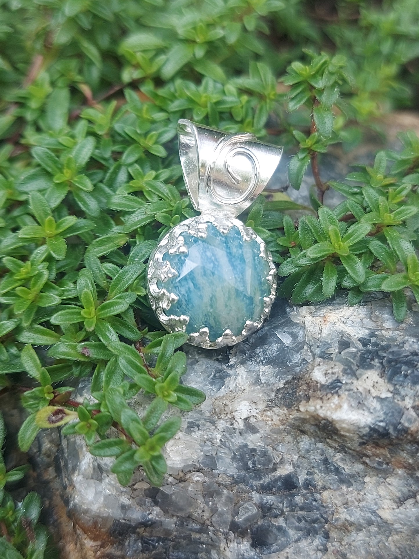amazonite round mini gemstone pendant