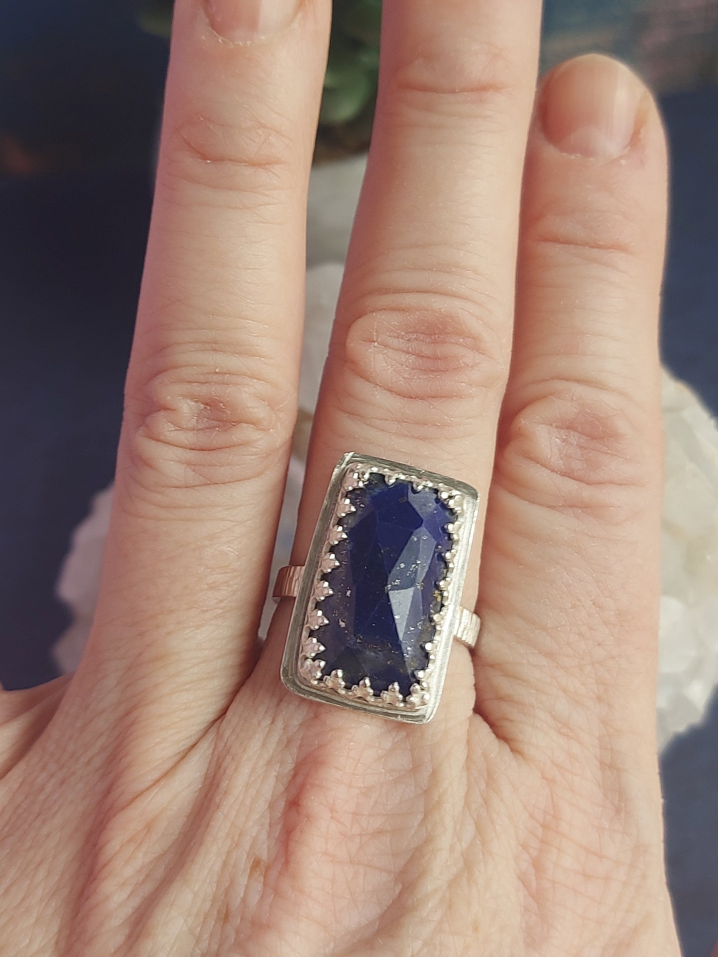 lapis lazuli faceted rectangle ring
