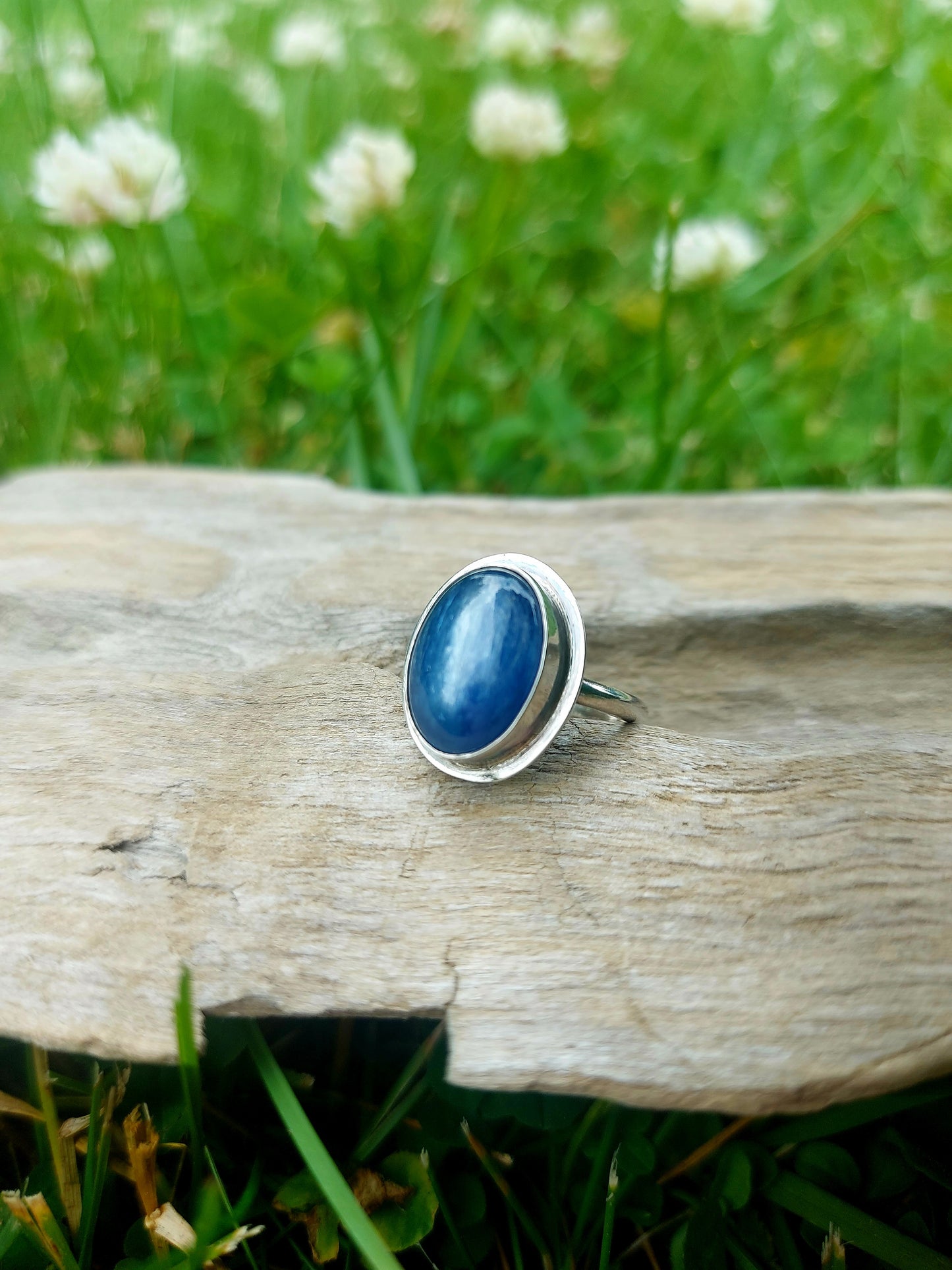 Kyanite sterling silver boho ring