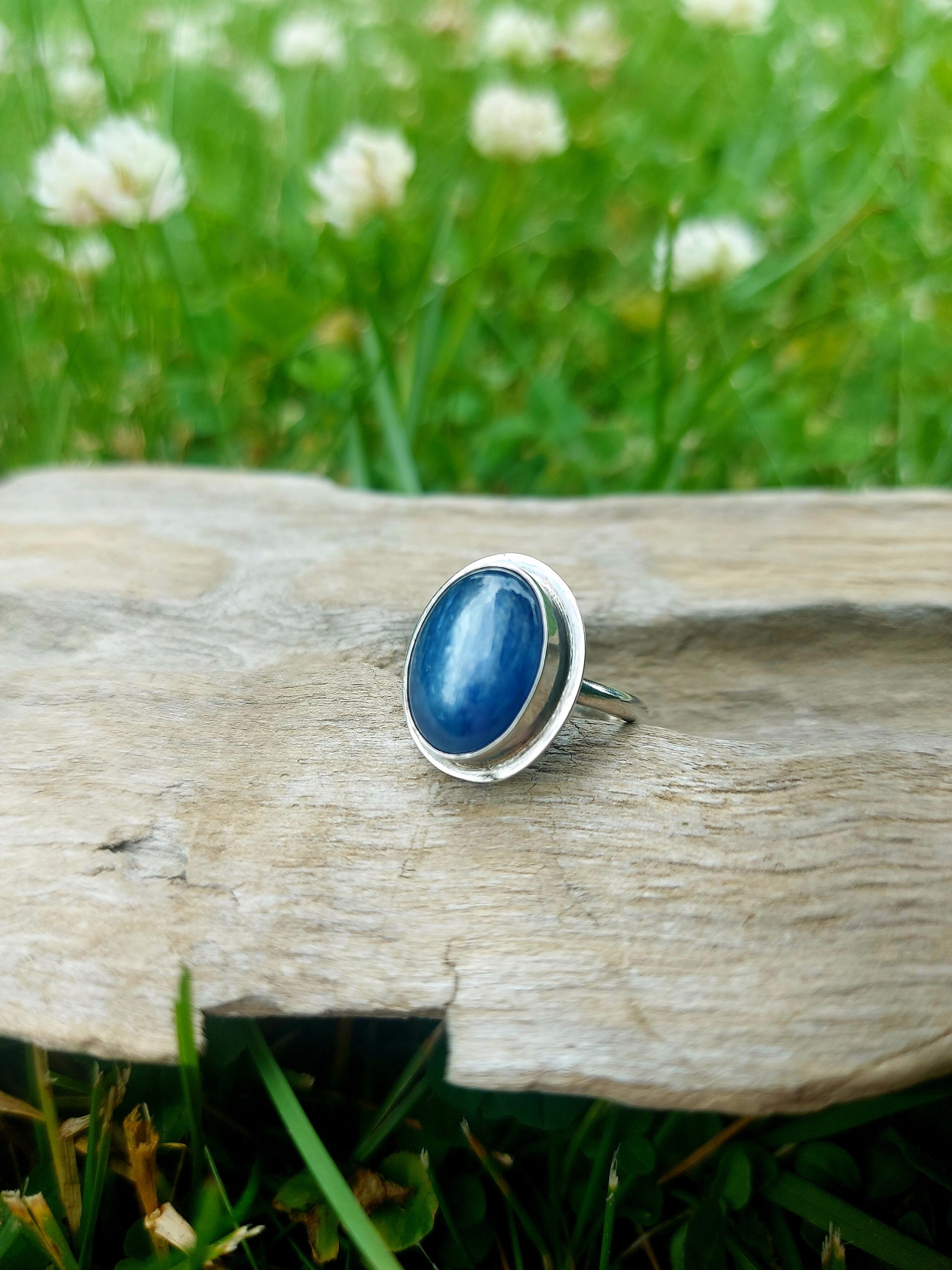 Kyanite sterling silver boho ring