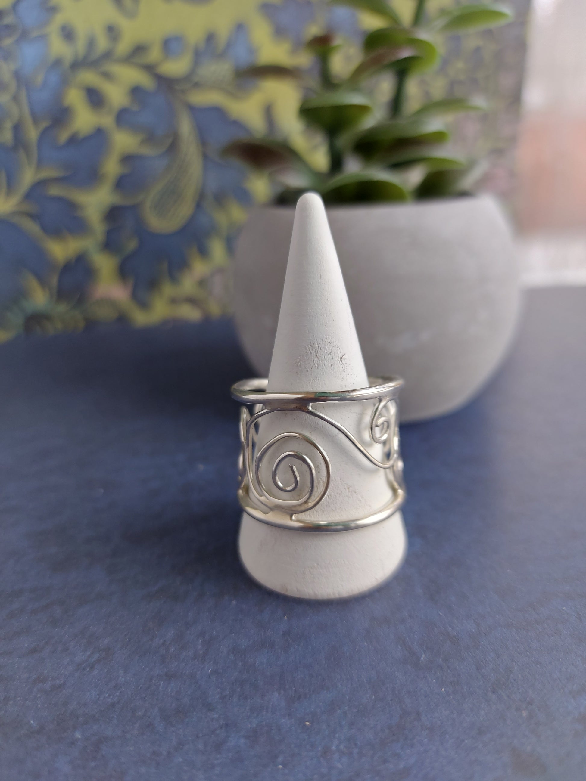 sterling silver handmade spiral ring adjustable