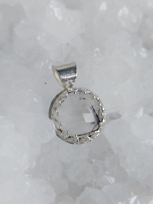 rutile quartz round gemstone pendant