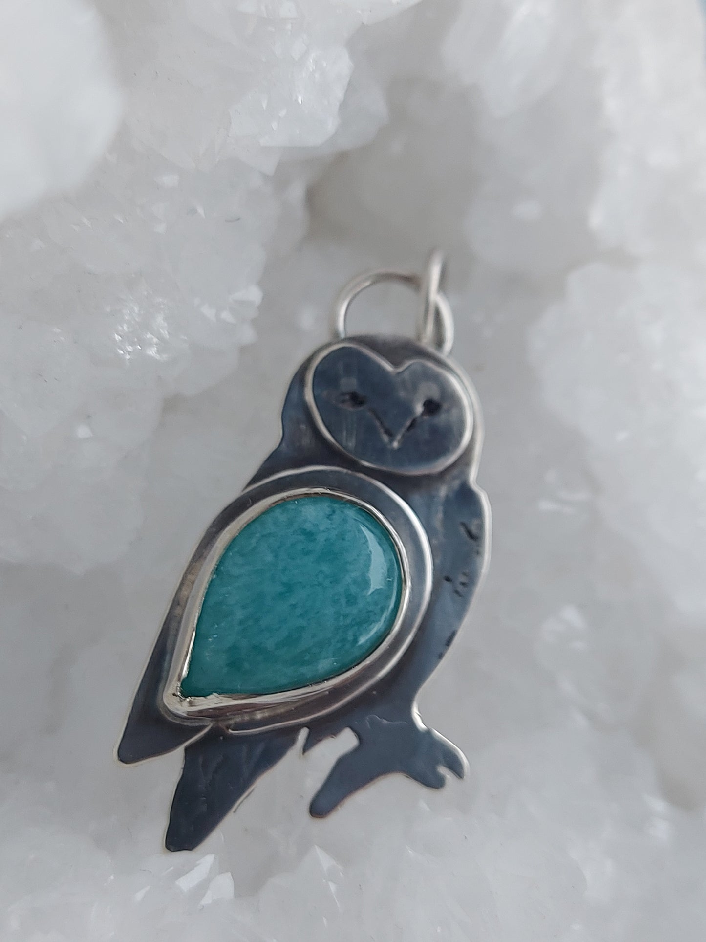 Owl spirit animal amazonite pendant