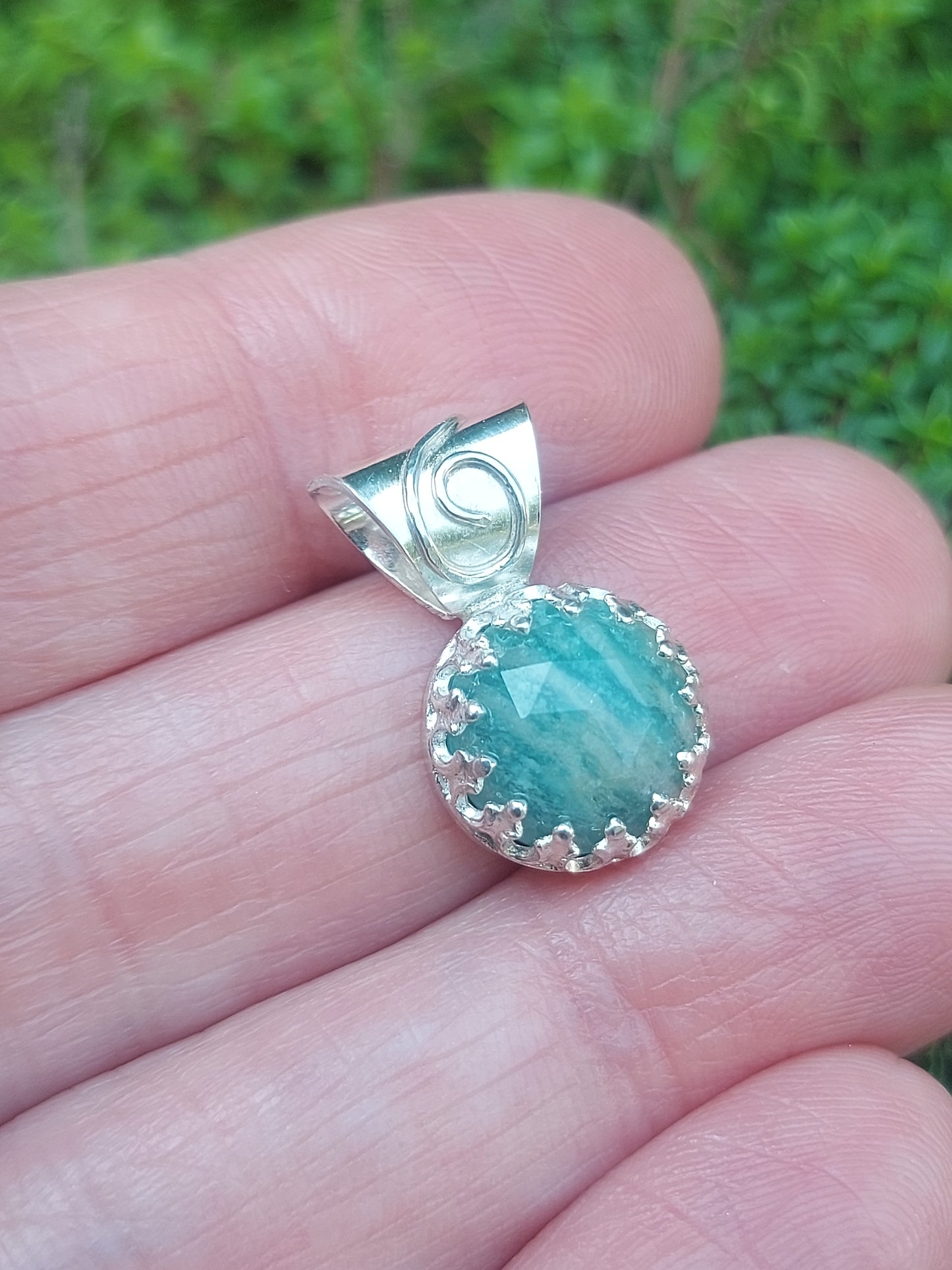 amazonite round mini gemstone pendant