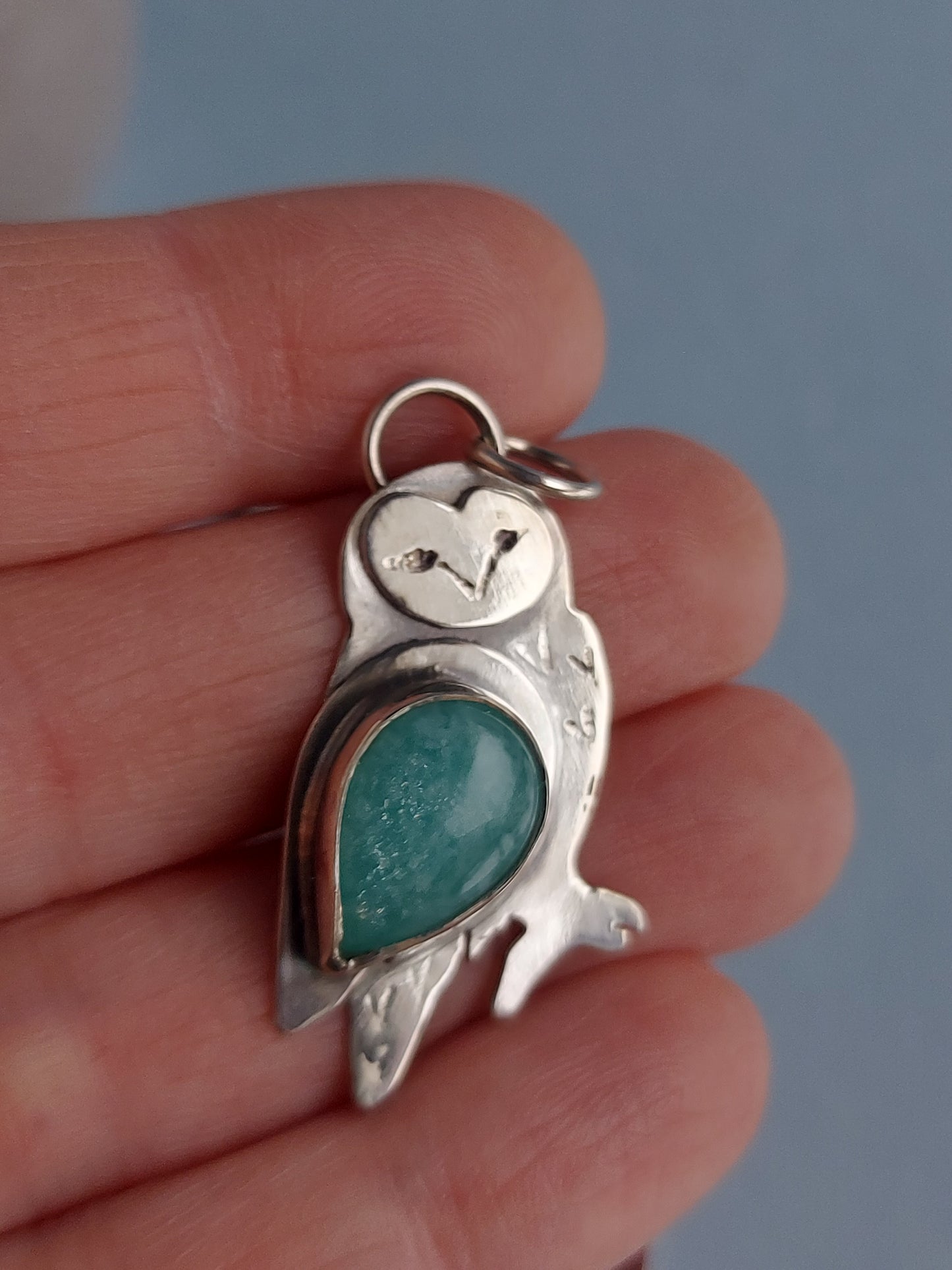 Owl spirit animal amazonite pendant