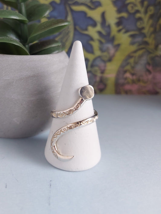 snake ring hand stamped sterling silver