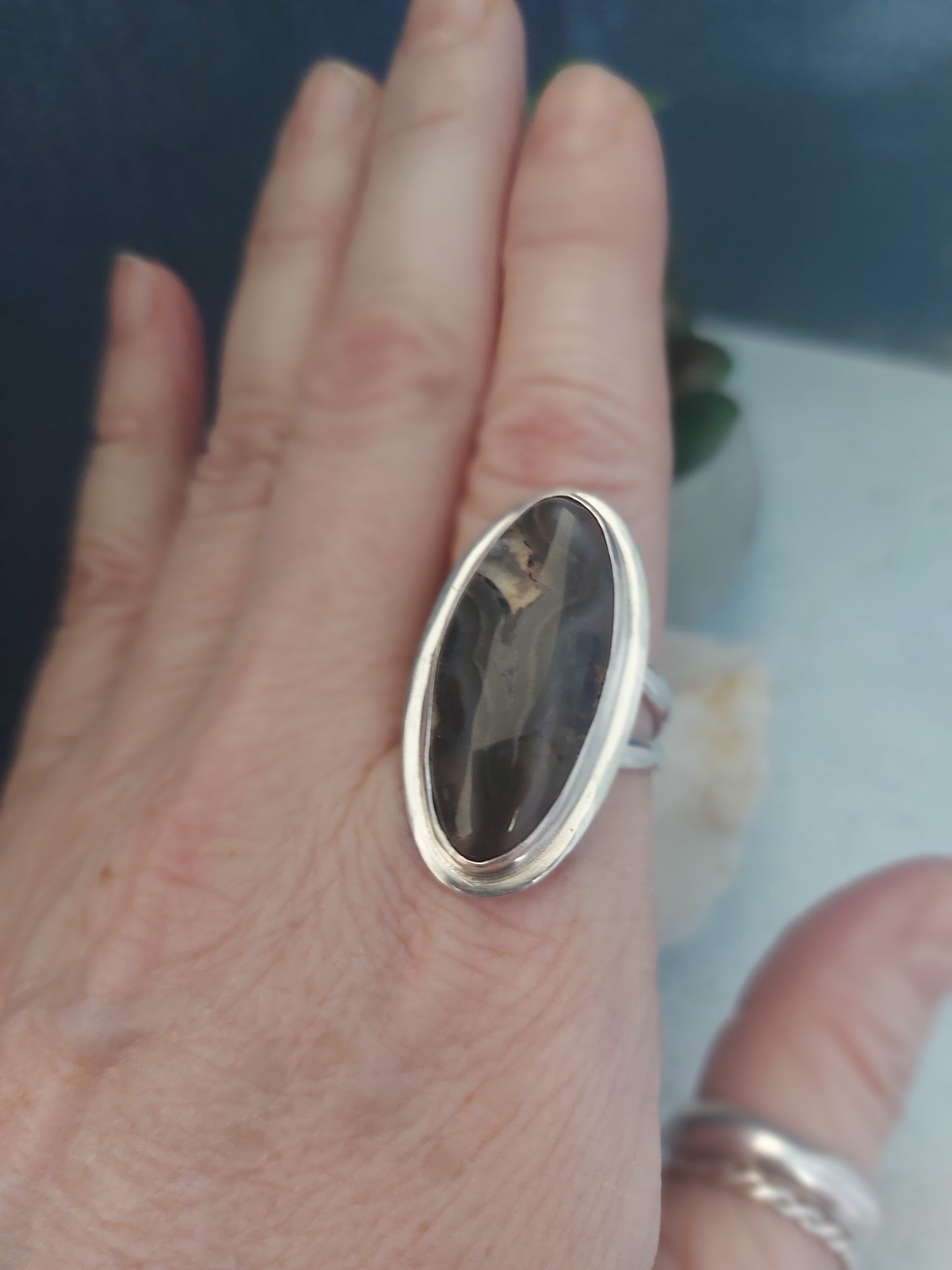 agate oval ring